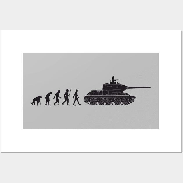 Humorous design on the theme of evolution and tanks Wall Art by FAawRay